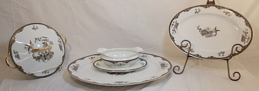 Antique Noritake Navarre 4Pc Serving Set 1921 Bird Tureen Gravy Boat Platters